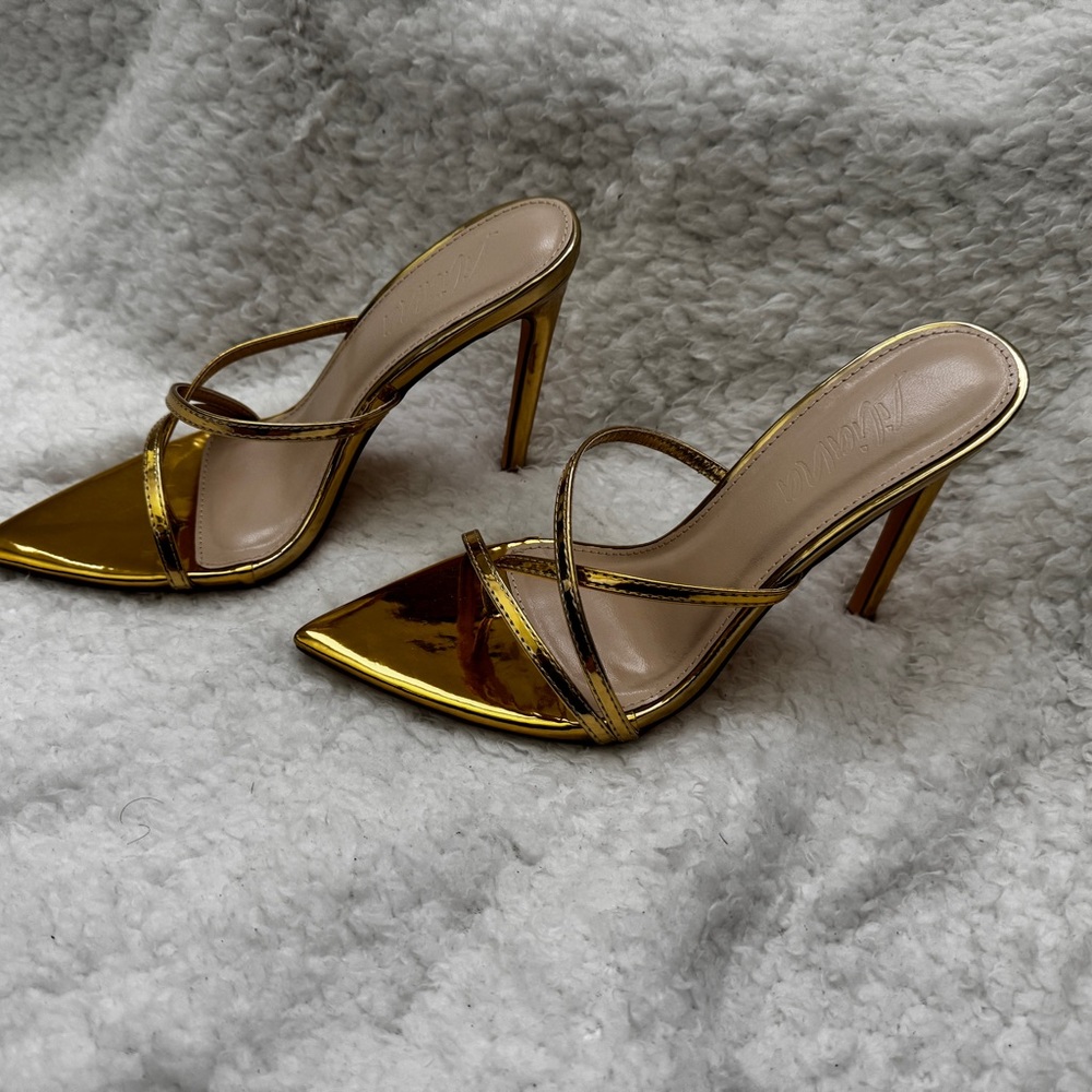 Miss Lola Gold Metallic Heels